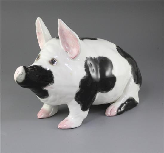 A large Wemyss pottery model of a pig, 20th century, length 43cm